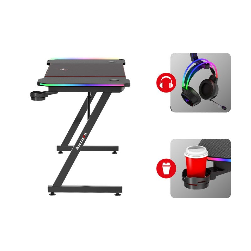 Biurko Gamingowe Huzaro Hero 4.8 RGB Black 160 cm
