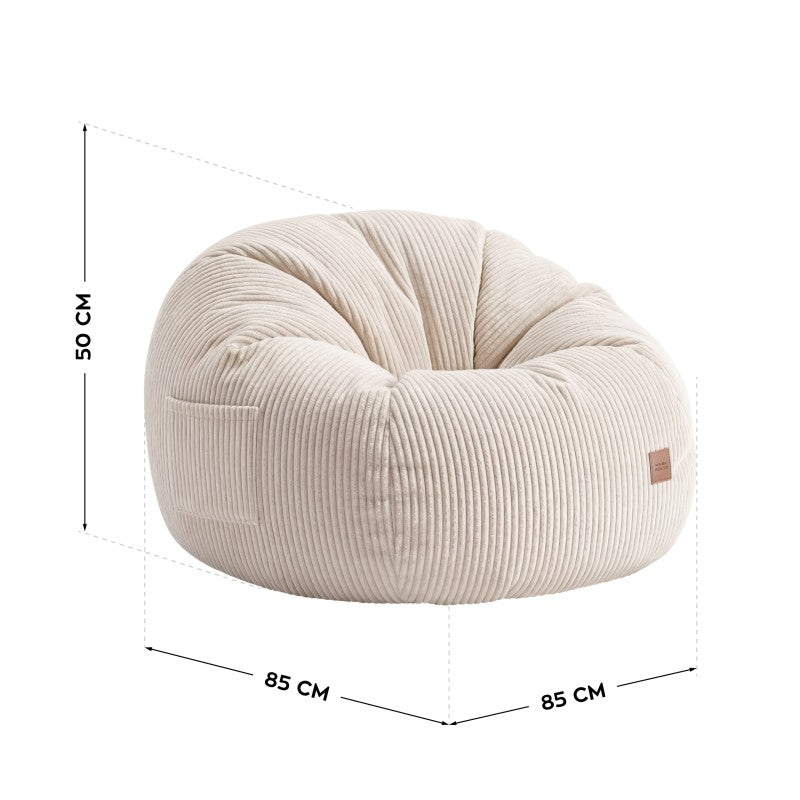Fotel pufa sztruksowa z podnóżkiem Mark Adler Comfy 3.0 Beige