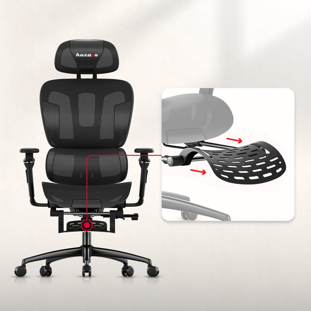 Gaming-Sessel mit Fußstütze HUZARO COMBAT 7.9 Black