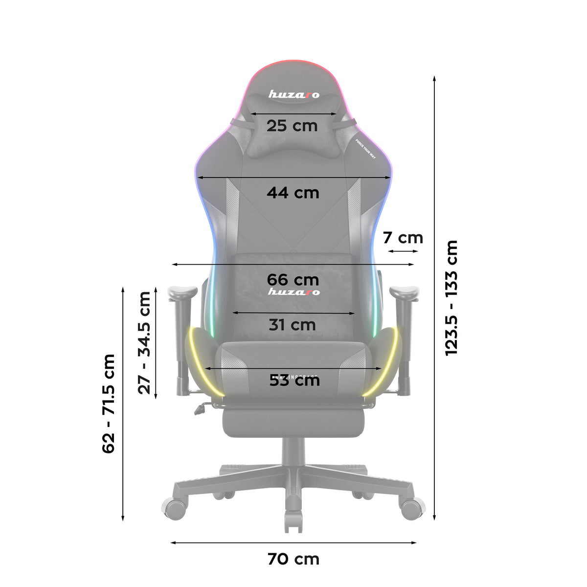 LED-Gamingstuhl Huzaro Force 5.7 Black RGB