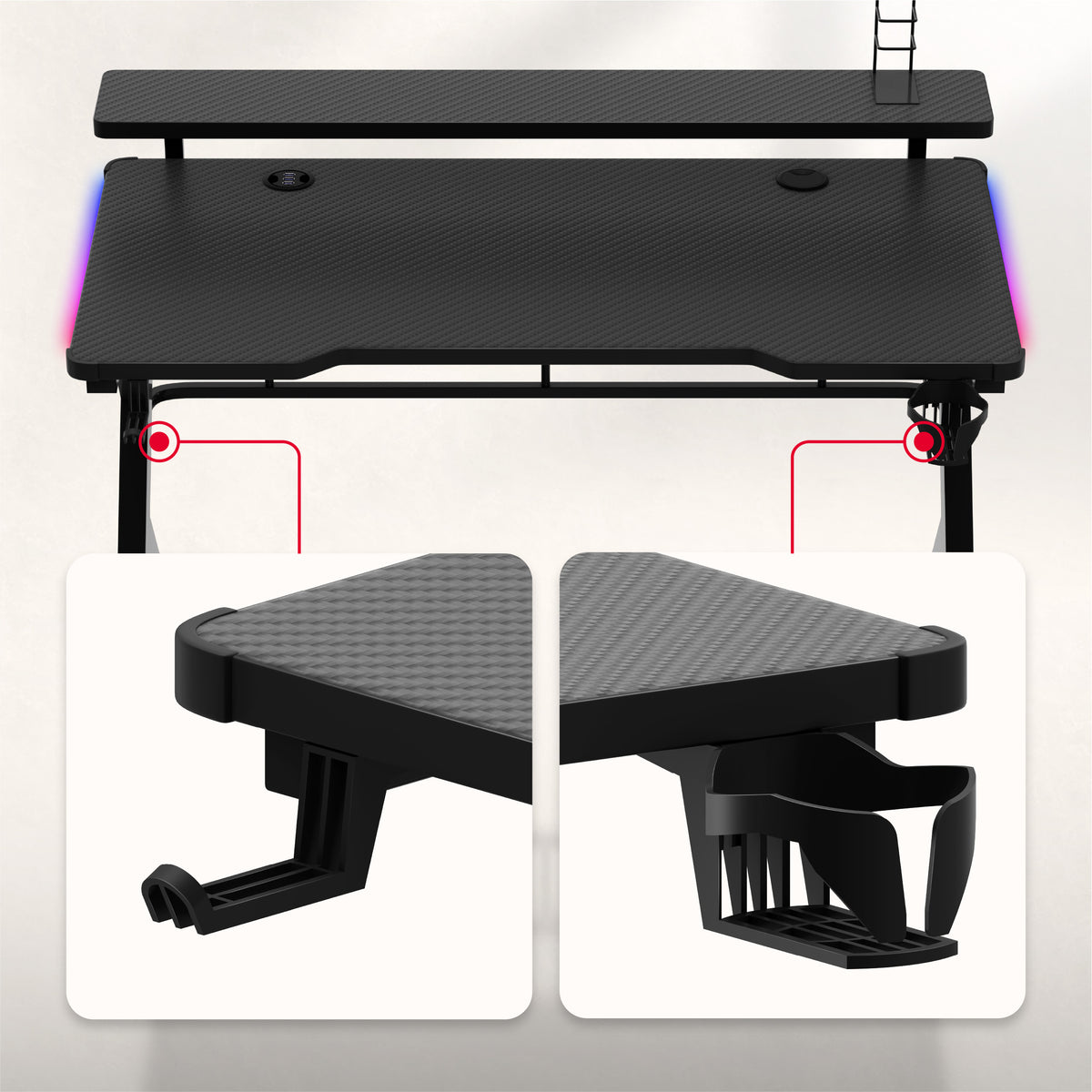 Gaming-Schreibtisch Huzaro Hero 5.0 RGB LED Schwarz 120 cm