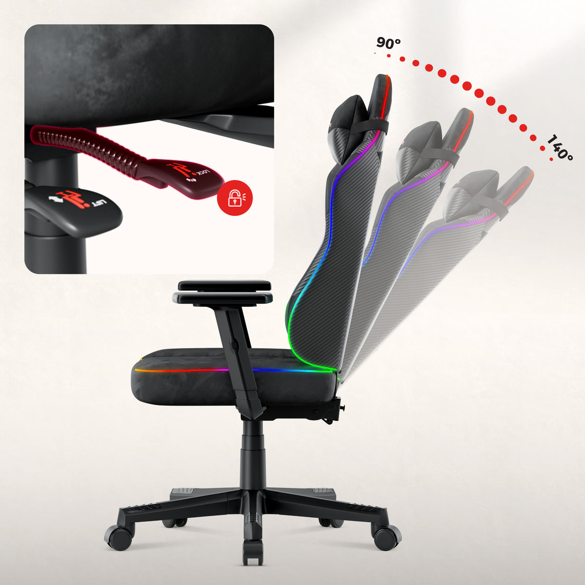 Gaming-Stuhl für Jugendliche Huzaro Ranger 5.7 RGB BLACK